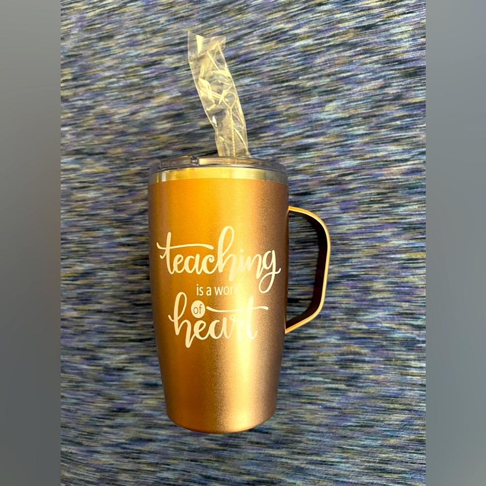Teaching is a work of heart coffee tumbler